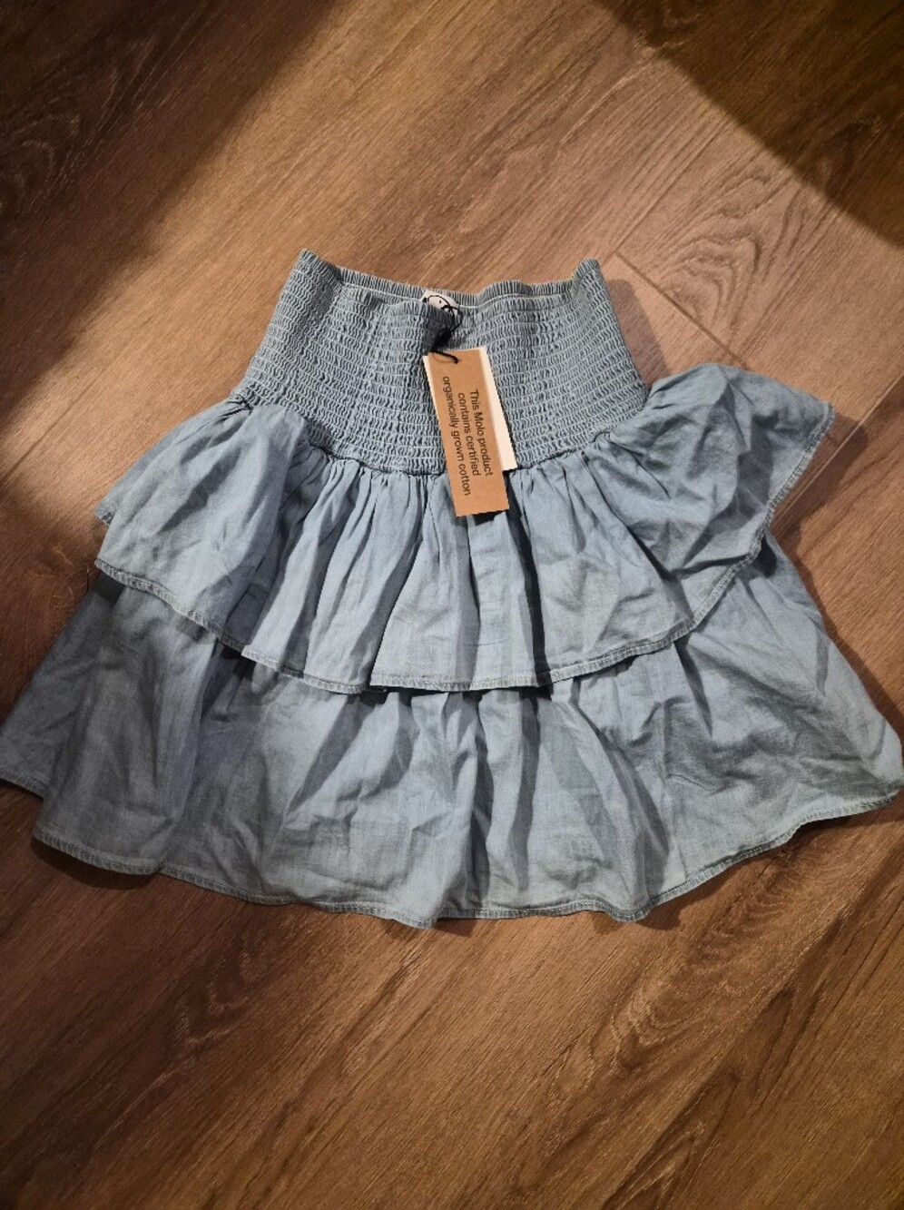NWT Molo Smocked Chambray Tiered Light Blue Women's Skirt 15-16
